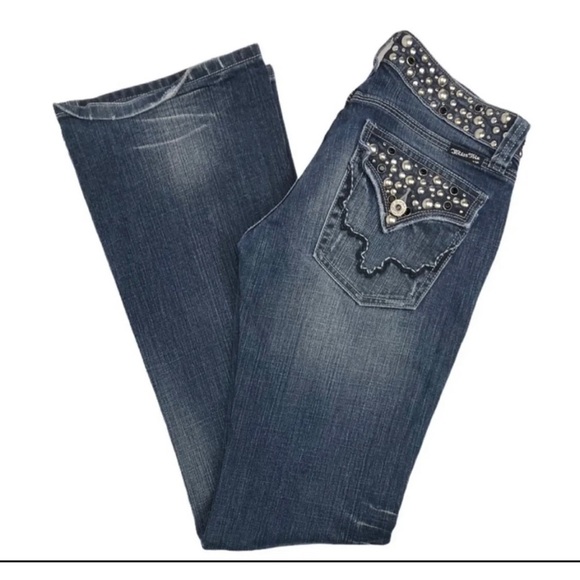 Miss Me Sz 28 Studded Boot Cut Denim Blue Jeans Womens RARE - Picture 10 of 15